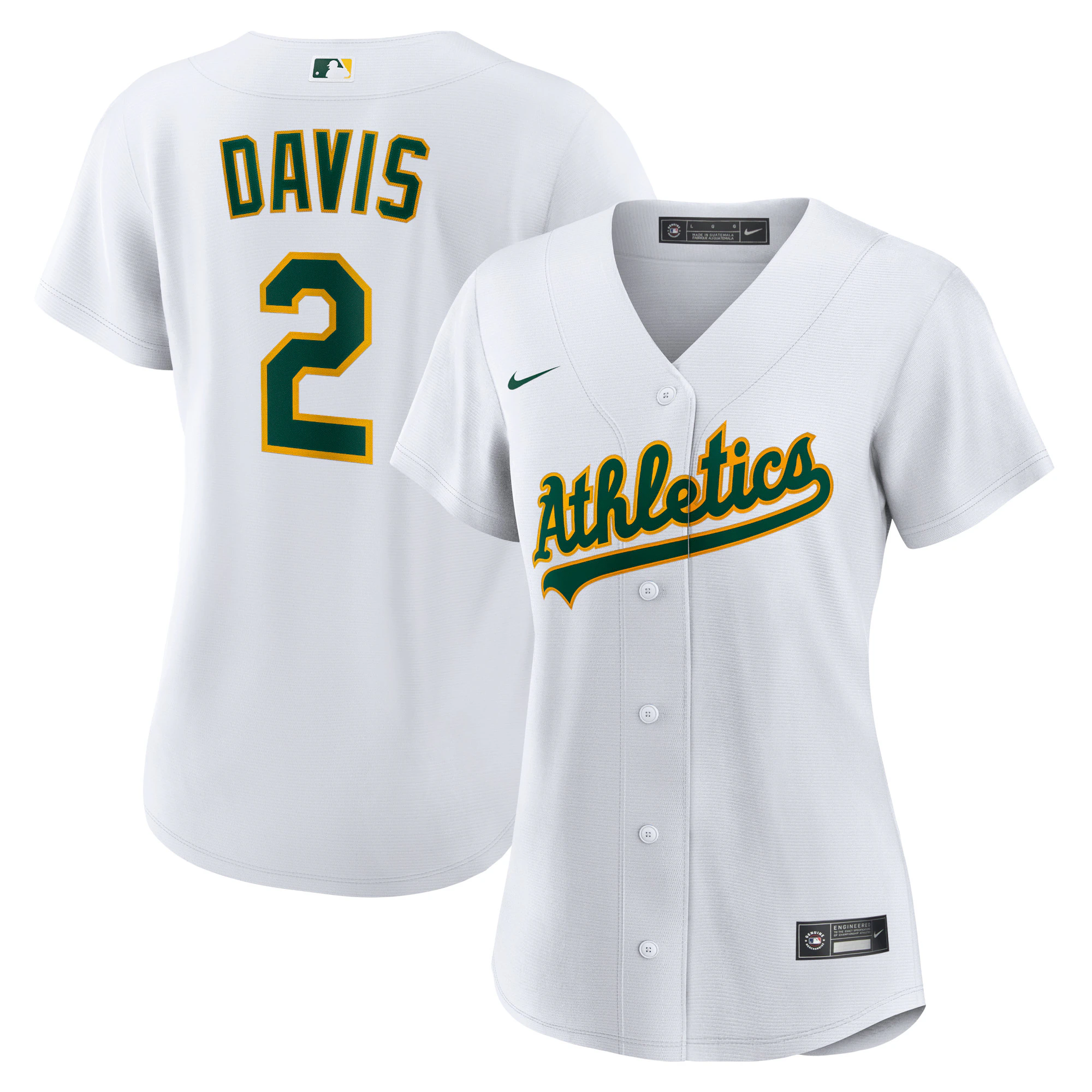 Alternative view of Khris Davis Oakland Athletics Women’s Home Replica Player Baseball Jersey – White