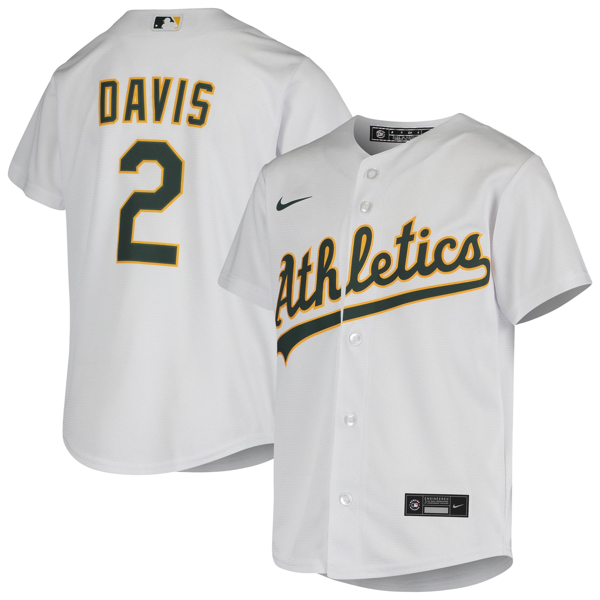 Khris Davis Oakland Athletics Youth Home Baseball Jersey - White