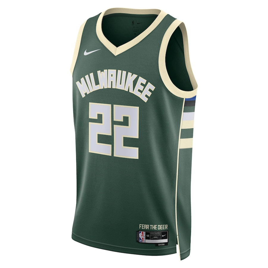 Alternative view of Khris Middleton 22 Milwaukee Bucks Unisex Swingman Basketball Jersey - Icon Edition - Hunter Green - JS437 
