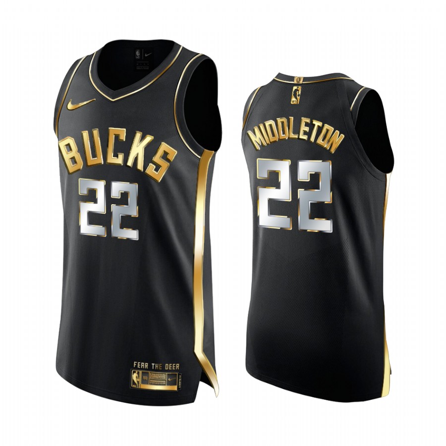 Khris Middleton Milwaukee Bucks 2020-21 Black Golden Edition Basketball Jersey