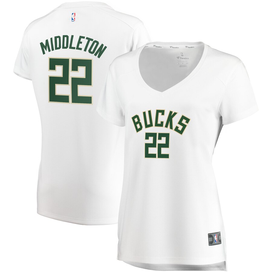 Khris Middleton Milwaukee Bucks Fanatics Branded Women's Fast Break Replica Basketball Jersey White - Association Edition