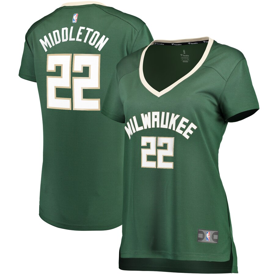 Khris Middleton Milwaukee Bucks Fanatics Branded Women's Fast Break Replica Player Basketball Jersey - Icon Edition - Hunter Green