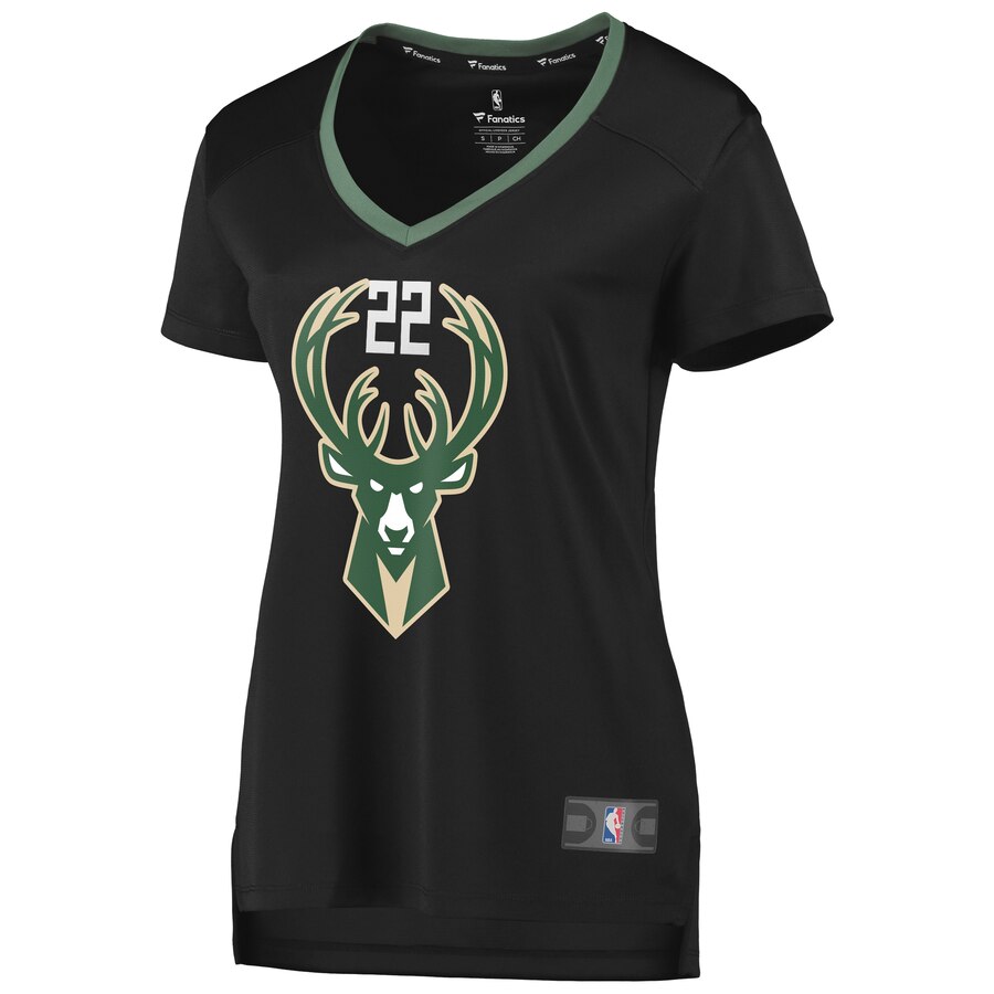 Alternative view of Khris Middleton Milwaukee Bucks Fanatics Branded Women's Fast Break Replica Player Basketball Jersey - Statement Edition - Black