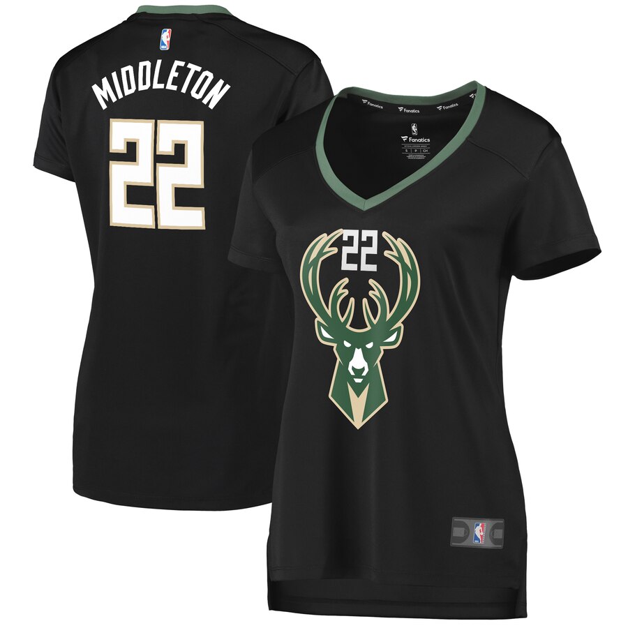 Khris Middleton Milwaukee Bucks Fanatics Branded Women's Fast Break Replica Player Basketball Jersey - Statement Edition - Black