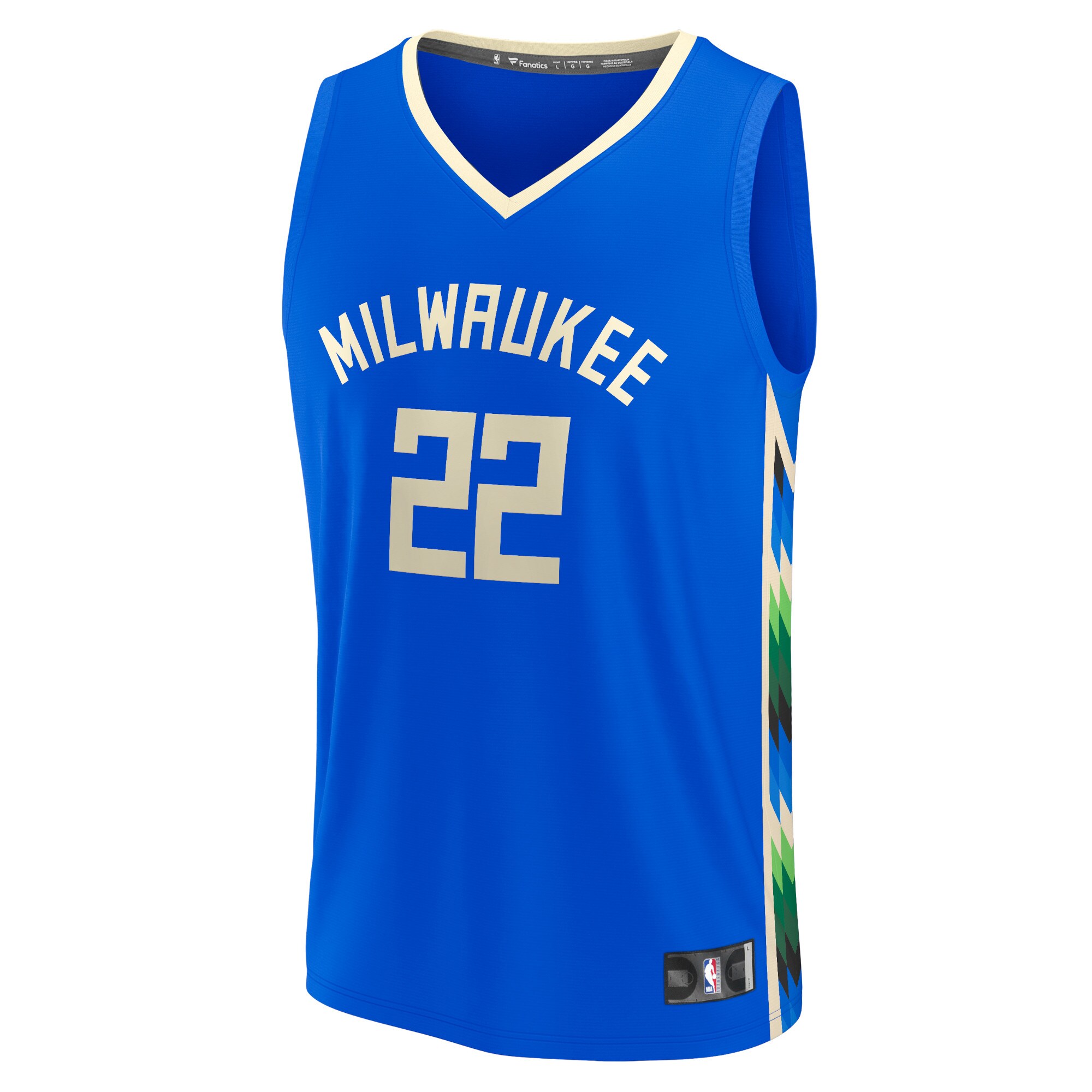 Alternative view of Khris Middleton Milwaukee Bucks Fanatics Fastbreak Basketball Jersey - City Edition - Royal