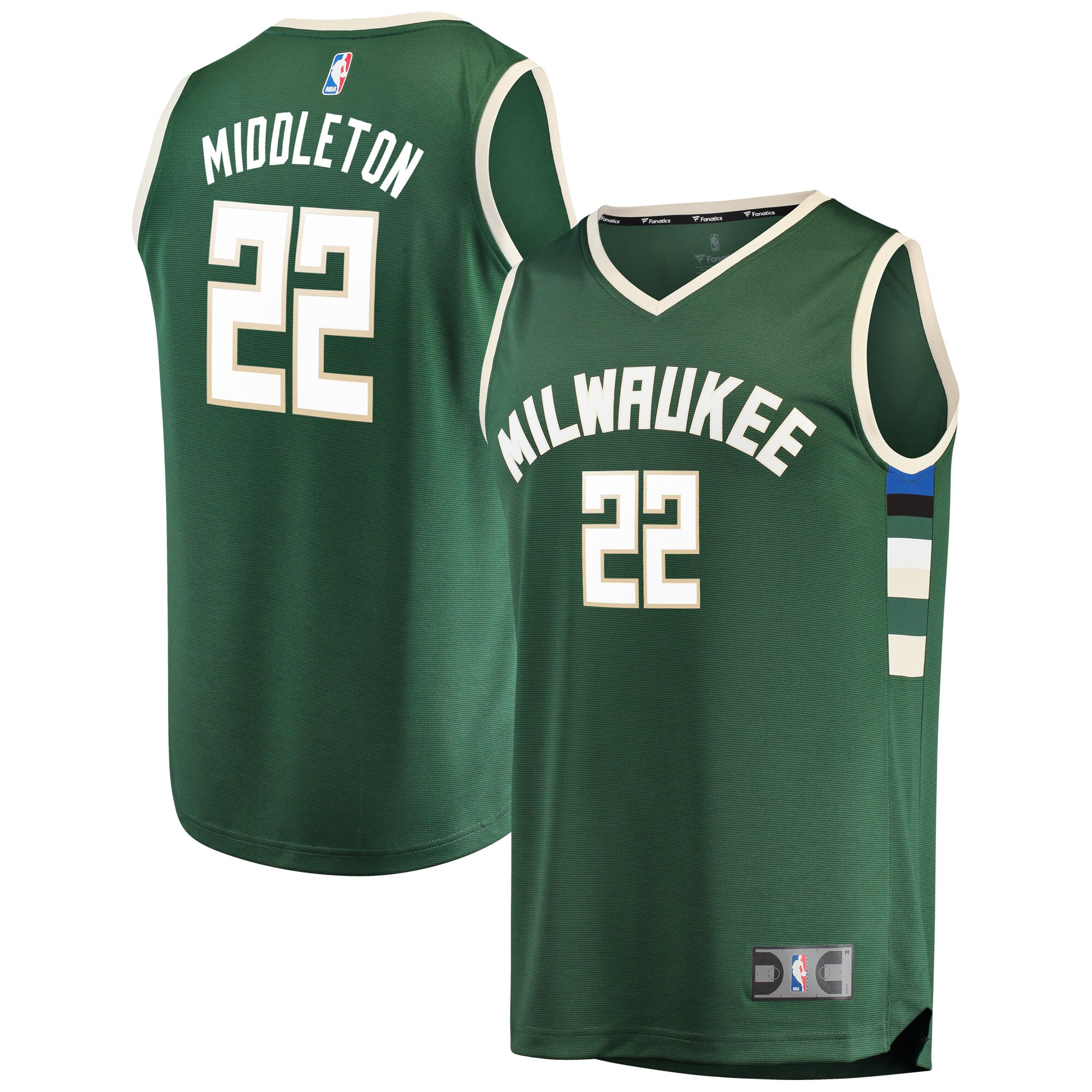 Khris Middleton Milwaukee Bucks Fanatics Youth Fast Break Player Basketball Jersey Green - Icon Edition