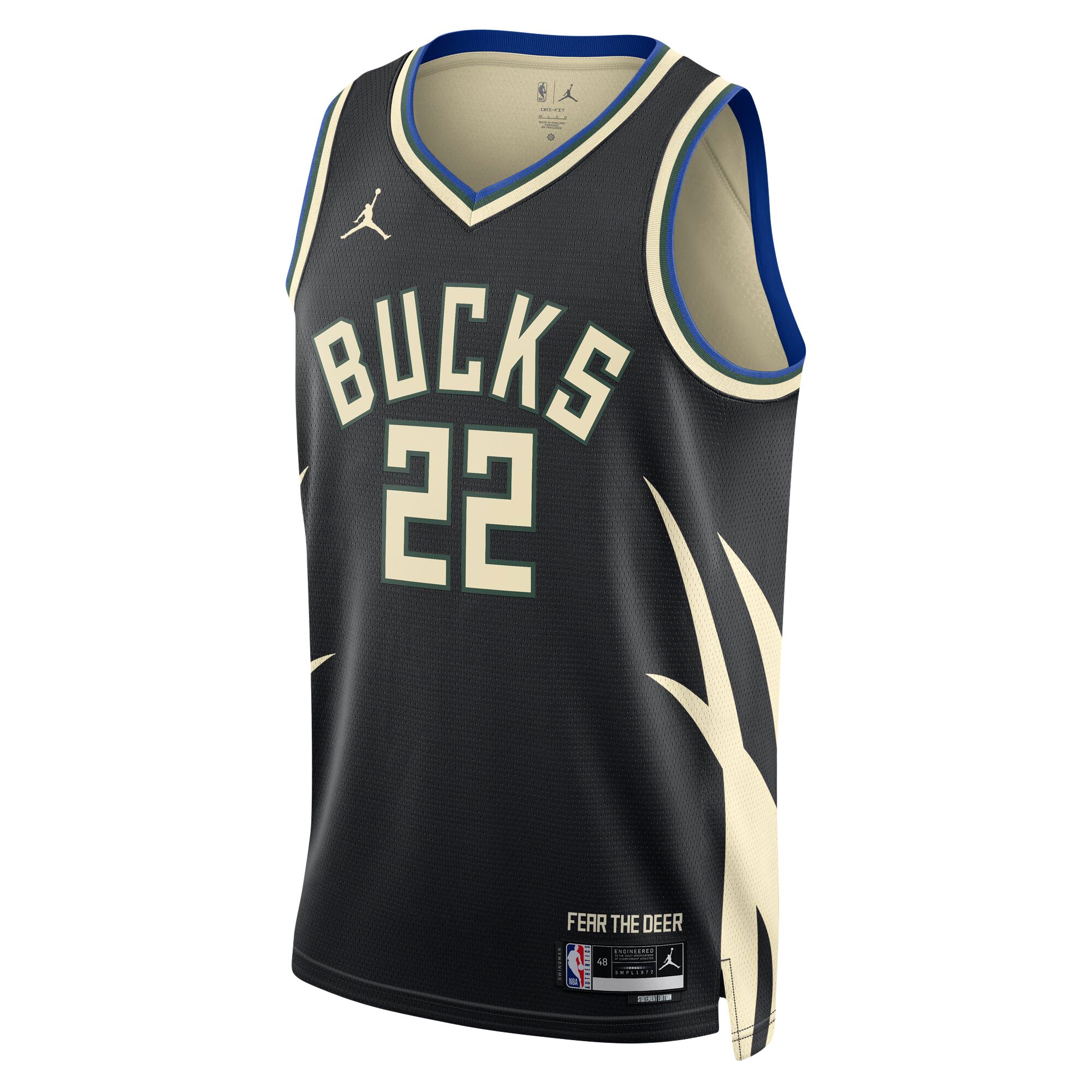 Alternative view of Khris Middleton Milwaukee Bucks Jordan Brand Unisex Swingman Basketball Jersey - Statement Edition - Black