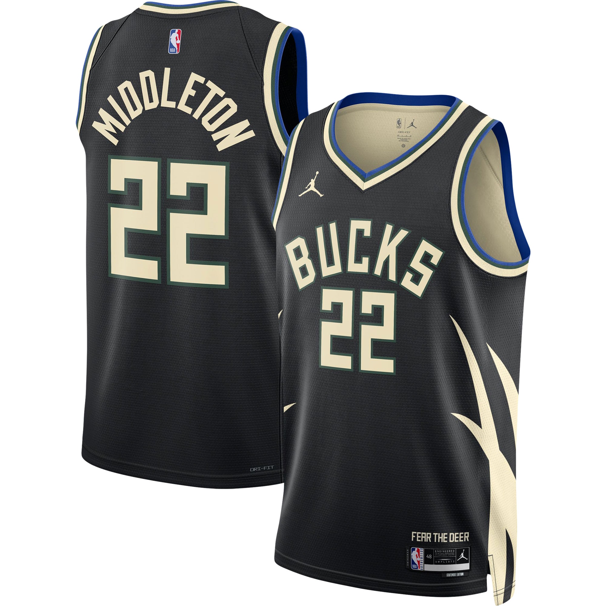Khris Middleton Milwaukee Bucks Jordan Brand Unisex Swingman Basketball Jersey - Statement Edition - Black