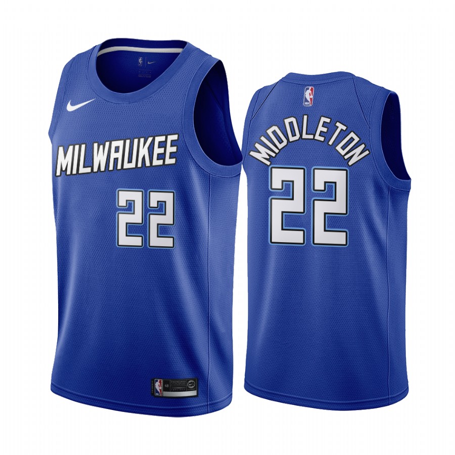 Khris Middleton Milwaukee Bucks Navy City Edition New Uniform 2020-21 Basketball Jersey