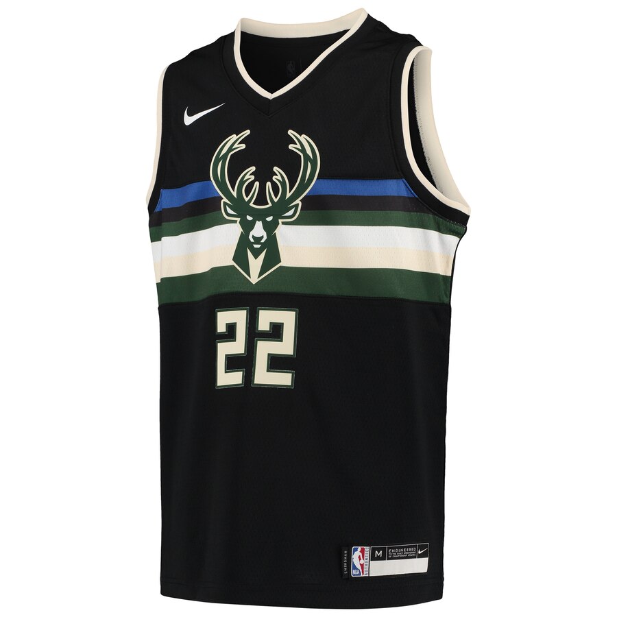 Alternative view of Khris Middleton Milwaukee Bucks Youth Swingman Player Basketball Jersey - Statement Edition - Black