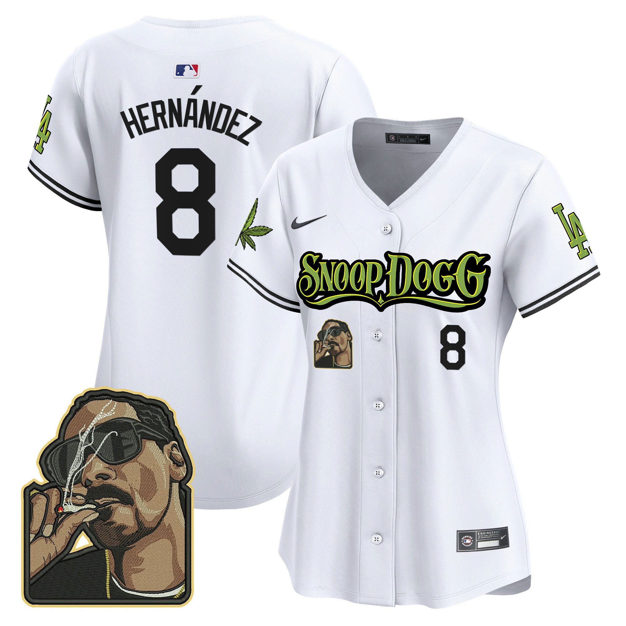 Kike Hernandez 8 Los Angeles Dodgers Snoop Dogg Women Baseball Jersey - White 