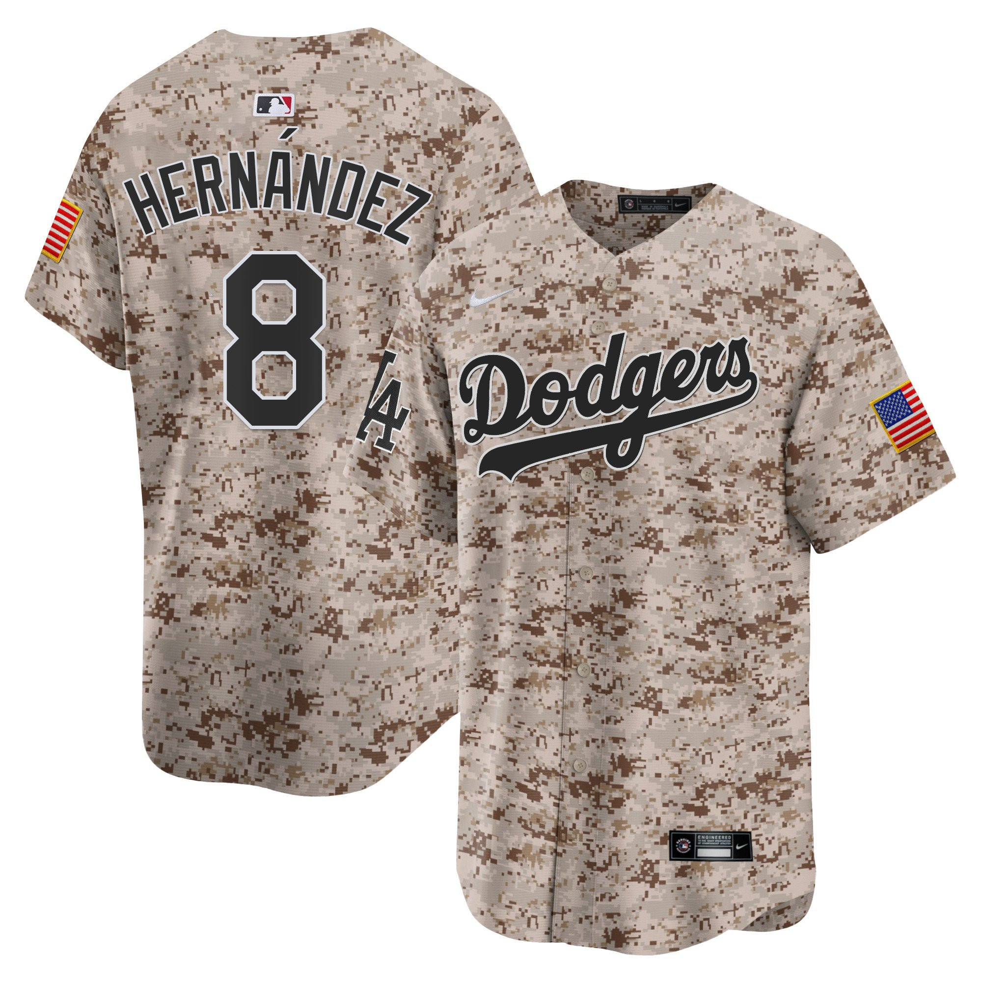 Kike Hernandez 8 Los Angeles Dodgers USMC Alternate Limited Men Baseball Jersey - Desert 