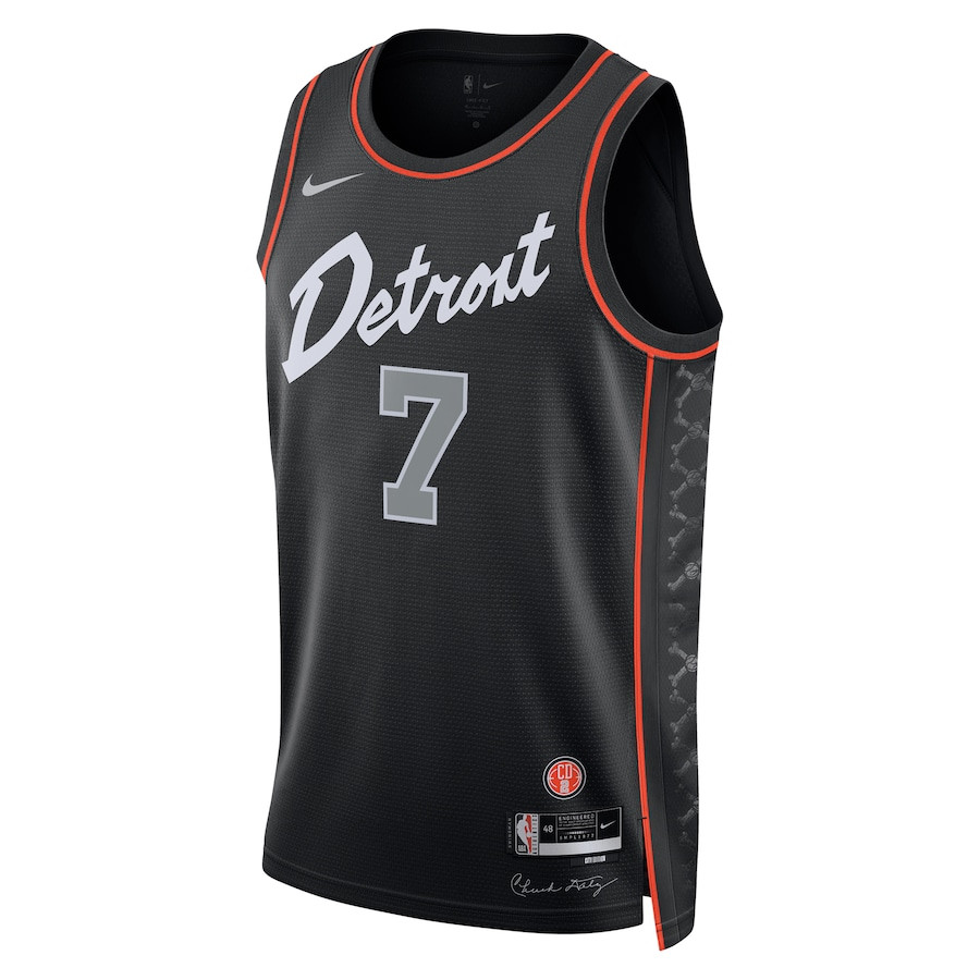 Alternative view of Killian Hayes 7 Detroit Pistons 2023/24 City Edition Swingman Basketball Jersey - Black - JS320 