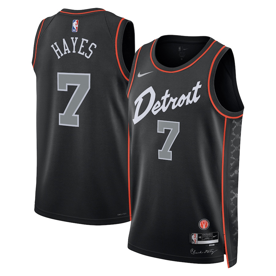 Killian Hayes 7 Detroit Pistons 2023/24 City Edition Swingman Basketball Jersey - Black - JS320 