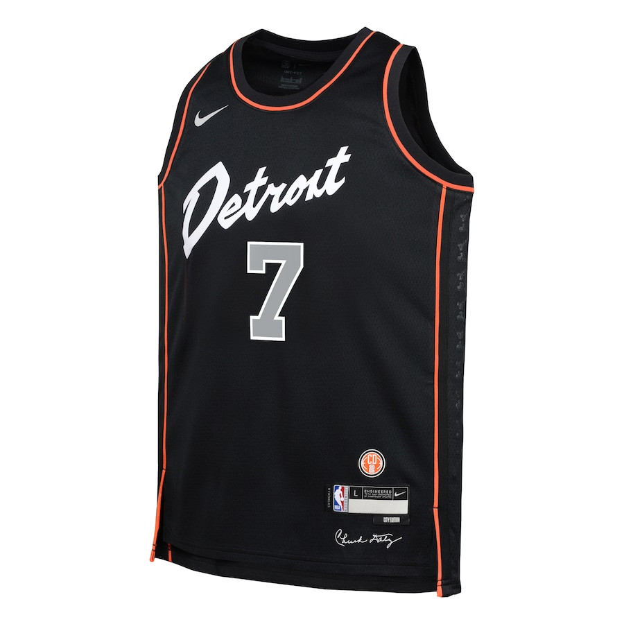 Alternative view of Killian Hayes 7 Detroit Pistons 2023/24 City Edition Swingman YOUTH Basketball Jersey - Black - JS986 