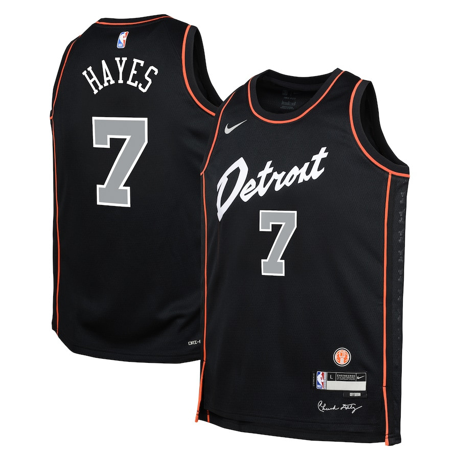 Killian Hayes 7 Detroit Pistons 2023/24 City Edition Swingman YOUTH Basketball Jersey - Black - JS986 