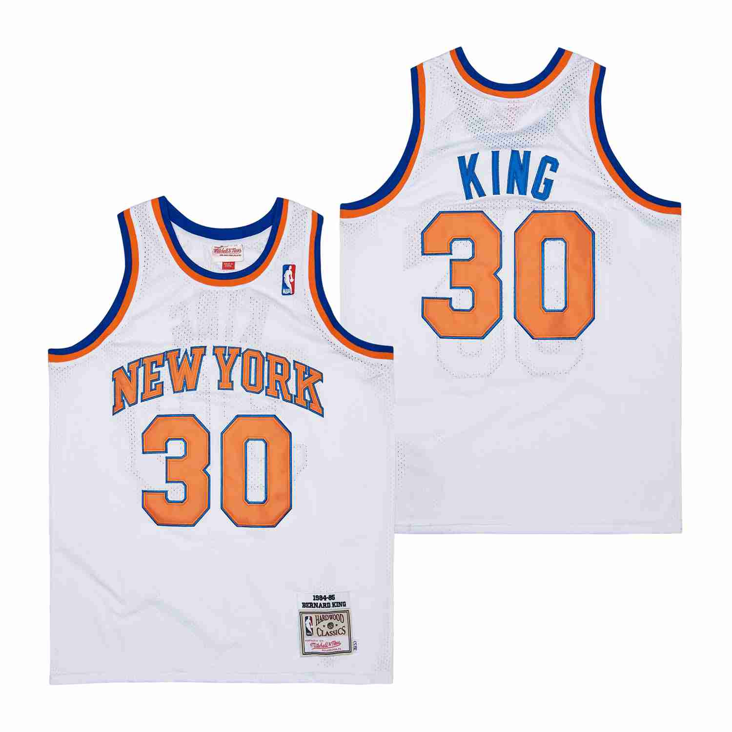 King 30 New York Knicks Throwback Swingman Basketball Jersey - White - JS972 