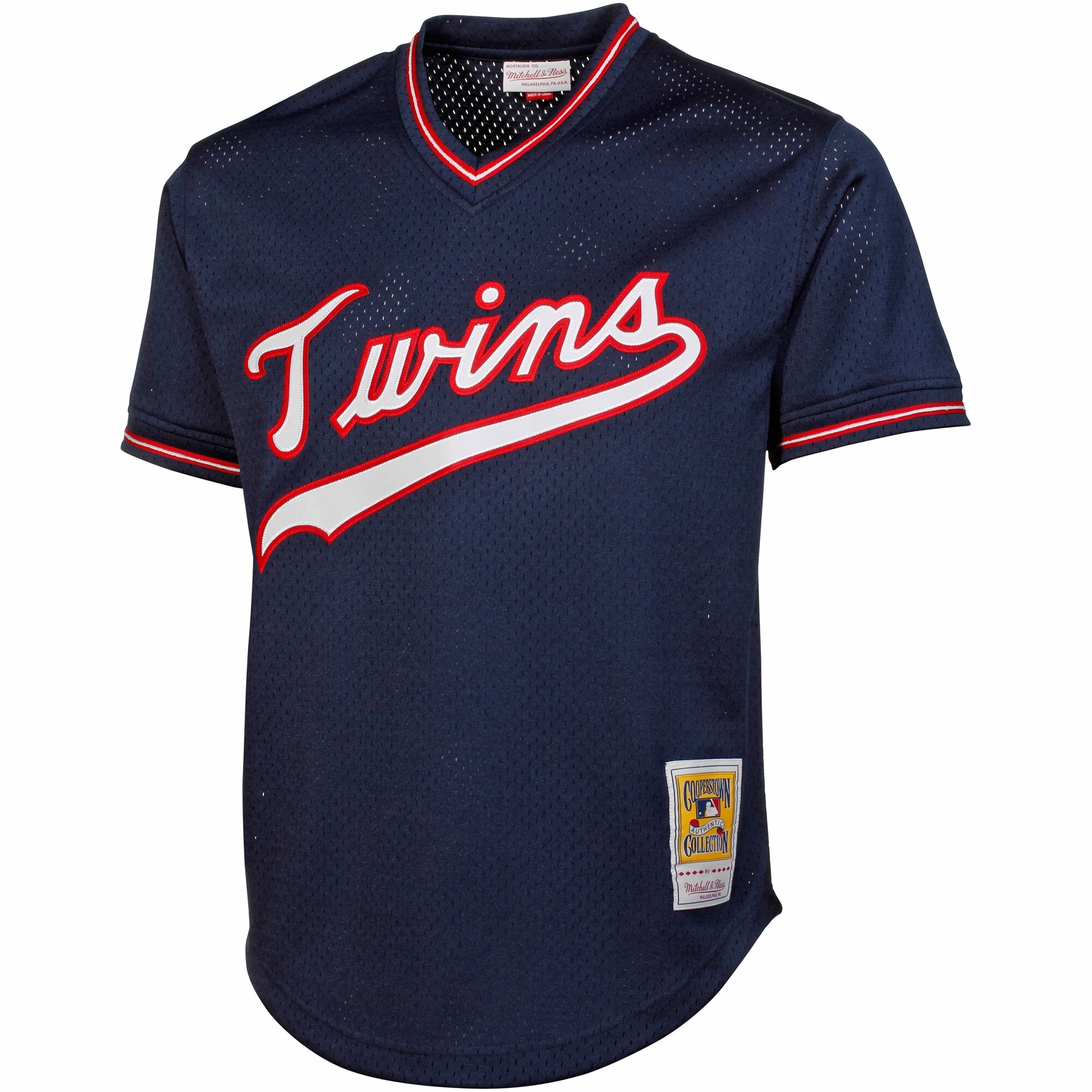 Alternative view of Kirby Puckett Minnesota Twins Mitchell & Ness 1985 Authentic Cooperstown Collection Mesh Batting Practice Baseball Jersey - Navy