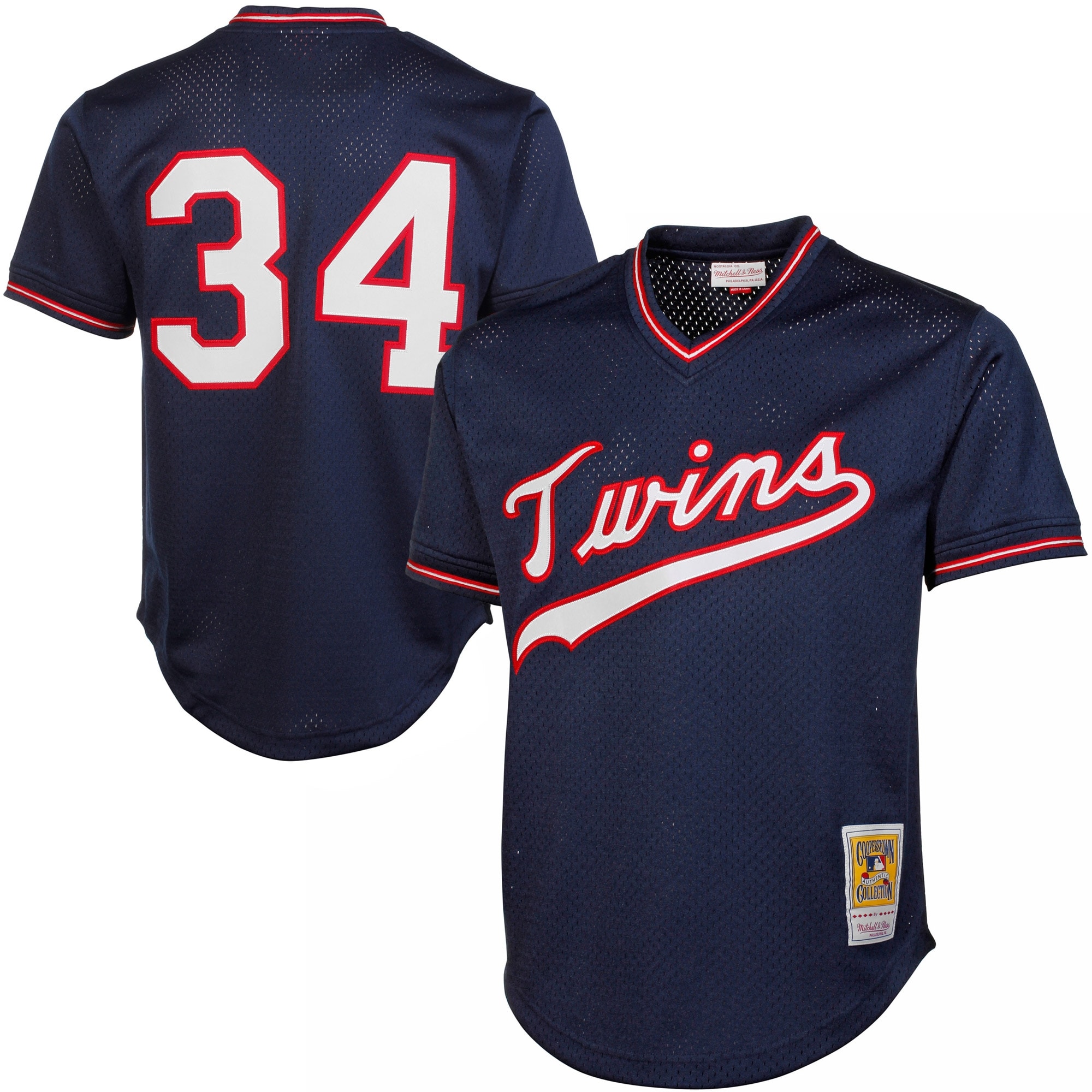 Kirby Puckett Minnesota Twins Mitchell & Ness 1985 Authentic Cooperstown Collection Mesh Batting Practice Baseball Jersey – Navy