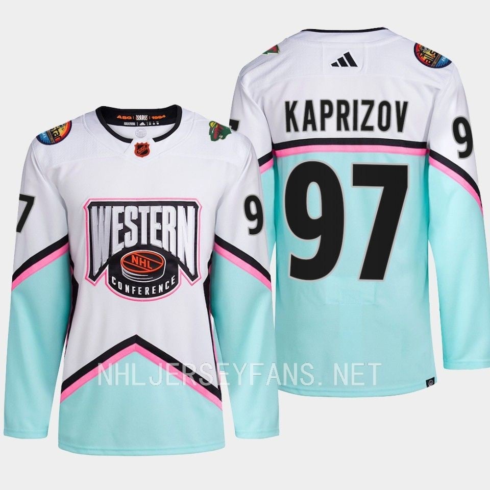 Alternative view of Kirill Kaprizov 97 Minnesota Wild 2023 All-Star Game Hockey Jersey White Equipment - JS177 