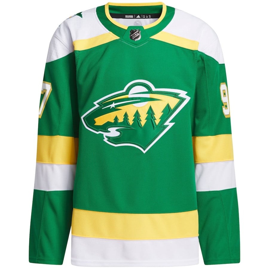 Alternative view of Kirill Kaprizov 97 Minnesota Wild 2023/24 Alternate Primegreen Men Hockey Jersey - Green - JS989 