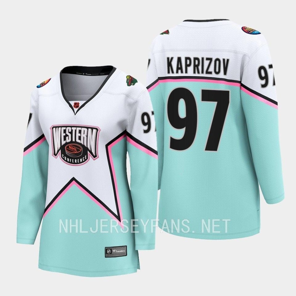 Kirill Kaprizov 97 Minnesota Wild White 2023 All-Star Western Conference Hockey Jersey Women - JS854 