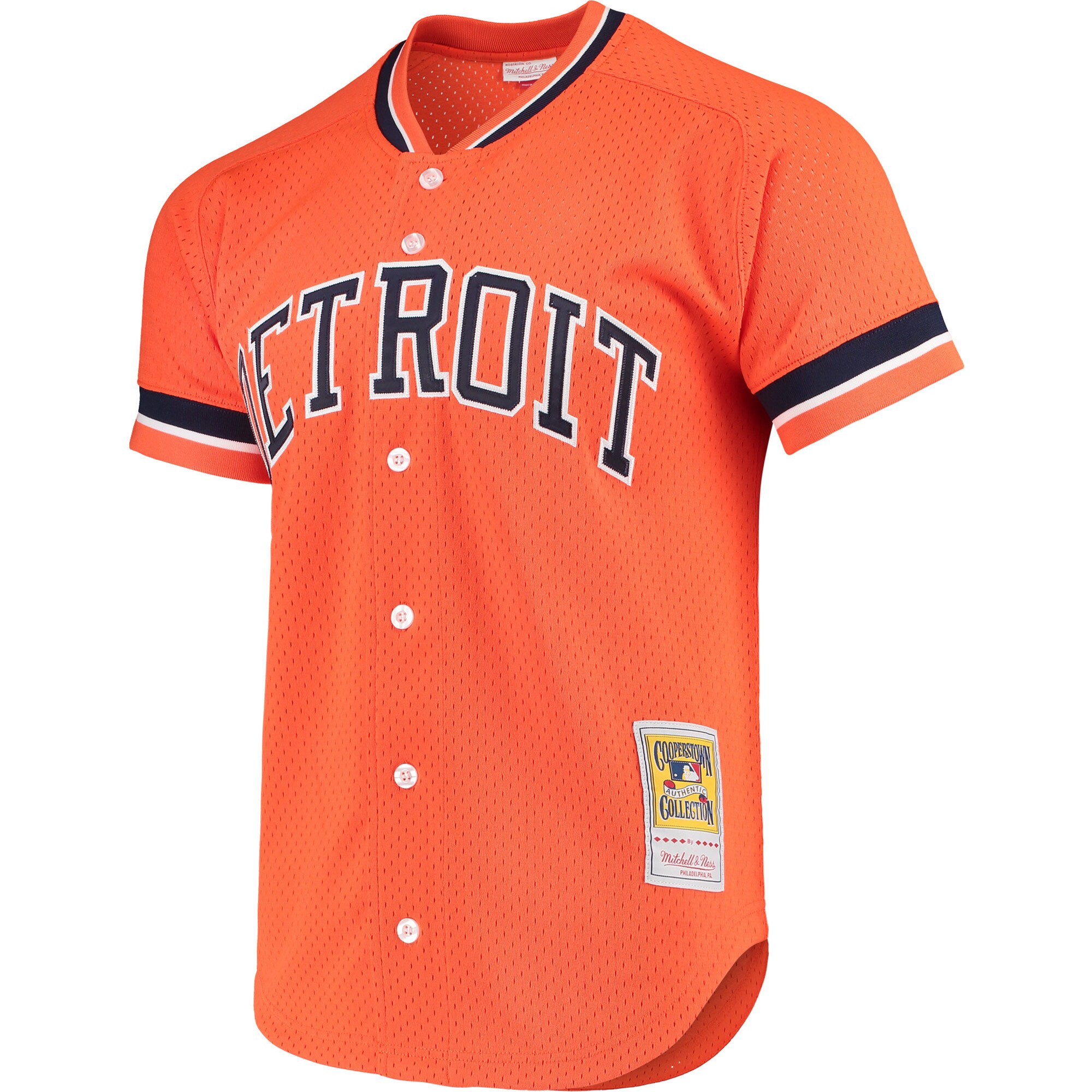 Alternative view of Kirk Gibson Detroit Tigers Mitchell & Ness Cooperstown Collection Mesh Batting Practice Button-up Jersey - Orange