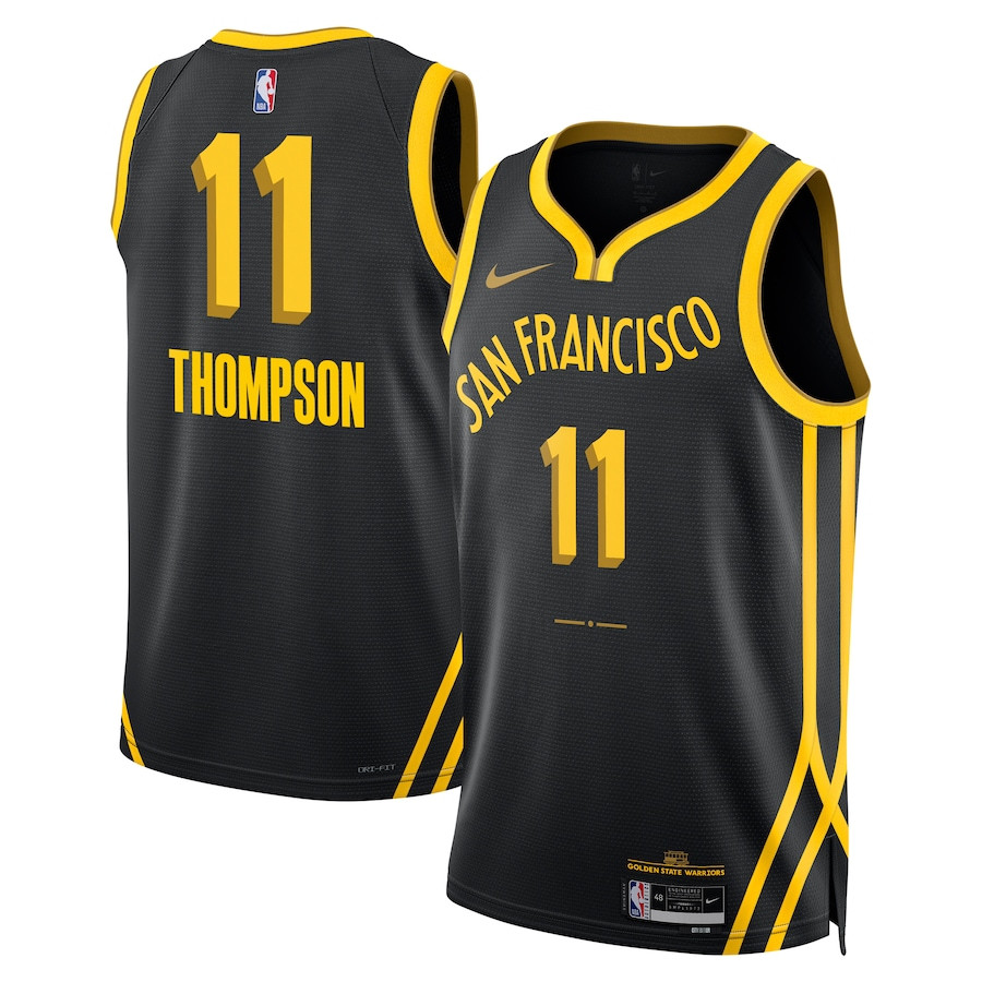 Klay Thompson 11 Golden State Warriors 2023/24 City Edition Swingman Basketball Jersey - Black - JS645 