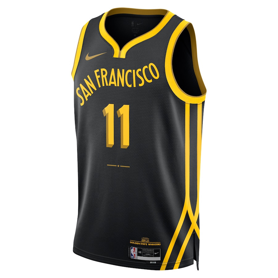Alternative view of Klay Thompson 11 Golden State Warriors 2023/24 City Edition Swingman Basketball Jersey - Black - JS645 