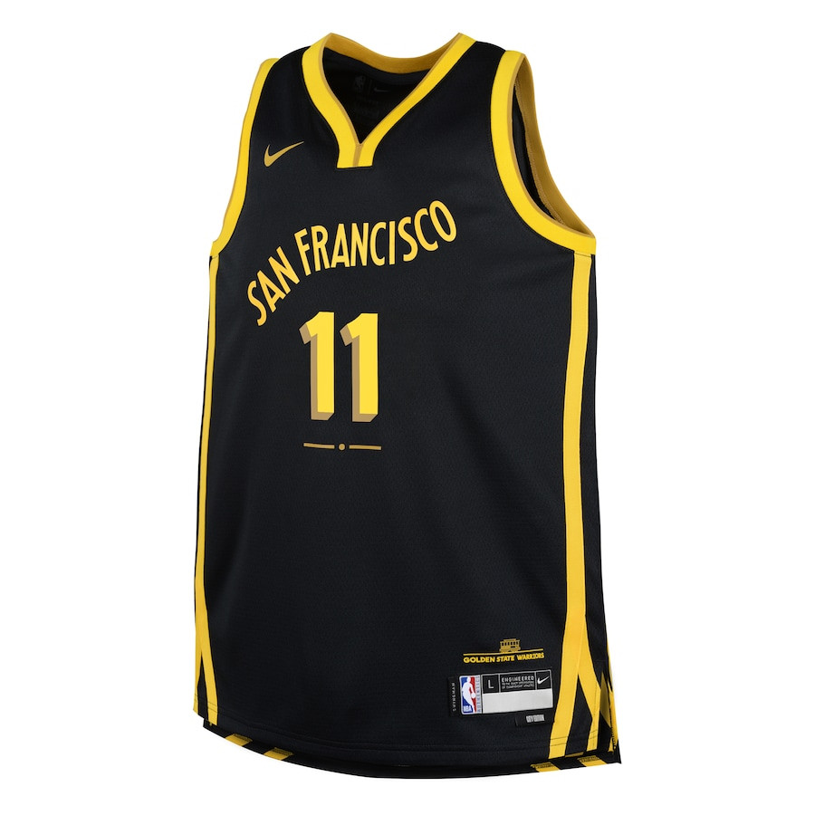 Alternative view of Klay Thompson 11 Golden State Warriors 2023/24 City Edition Swingman YOUTH Basketball Jersey - Black - JS266 