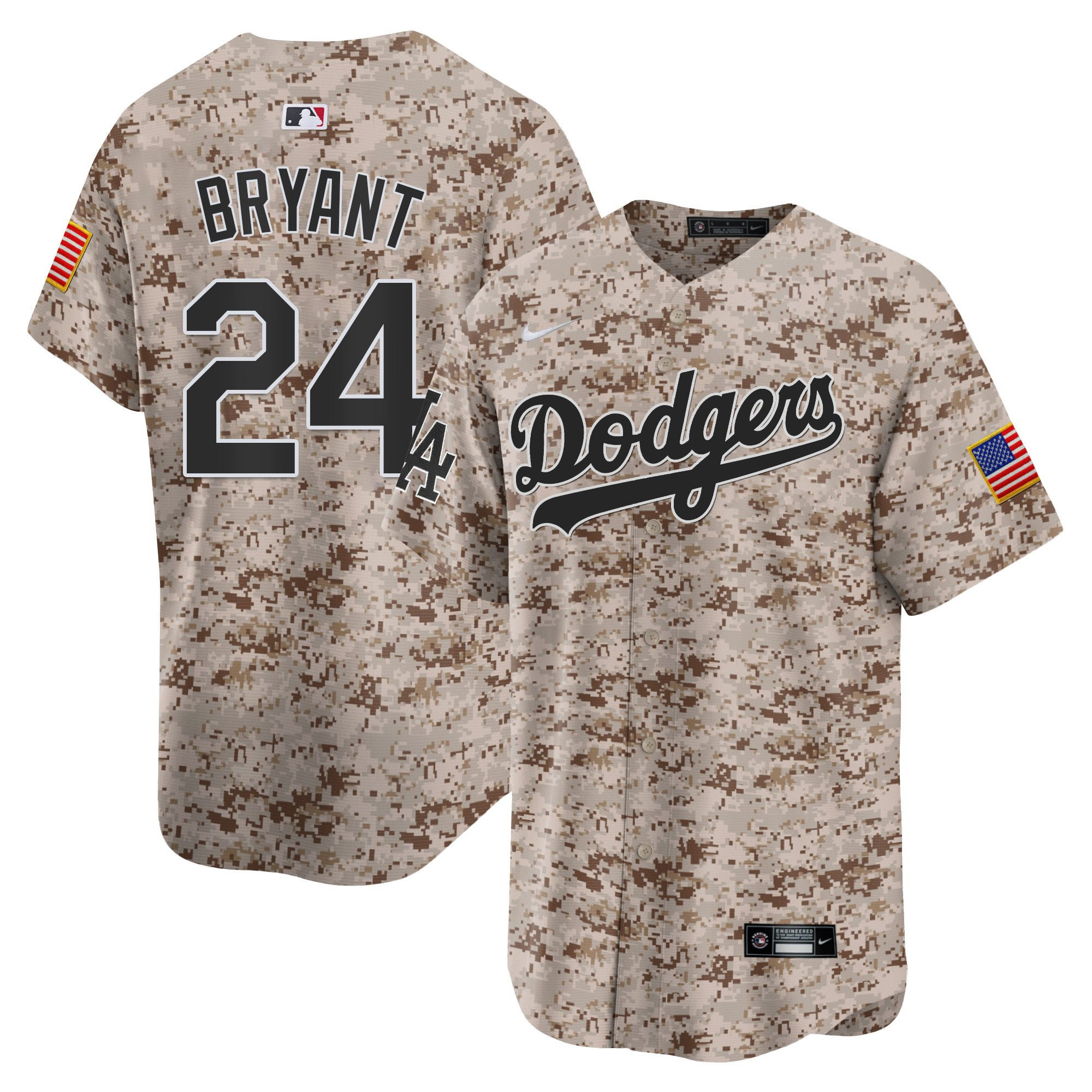 Kobe Bryant 24 Los Angeles Dodgers USMC Alternate Limited Men Baseball Jersey - Desert 