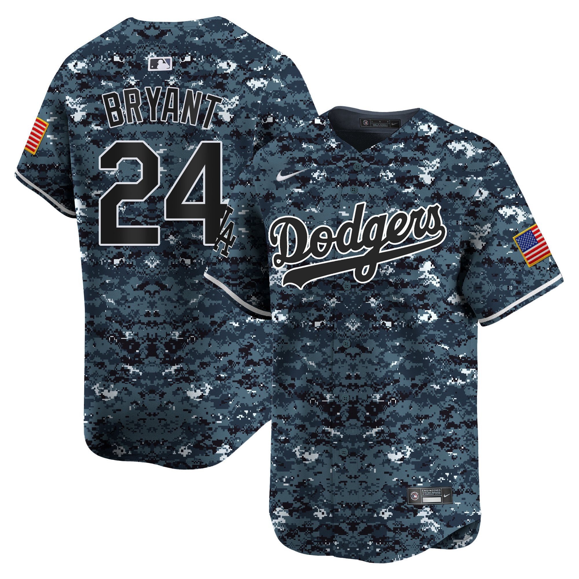 Kobe Bryant 24 Los Angeles Dodgers USMC Alternate Limited Men Baseball Jersey - Navy 