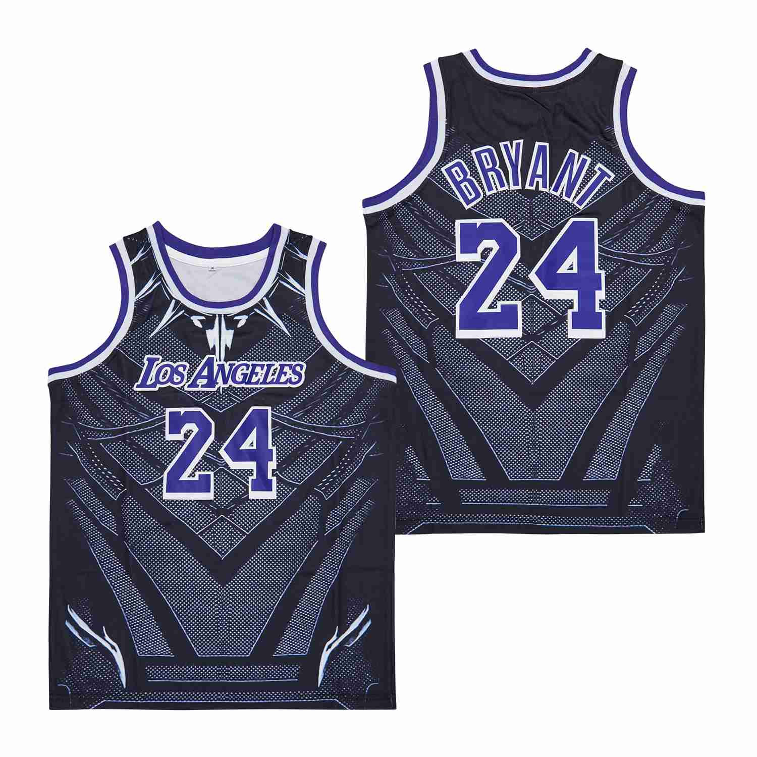 Alternative view of Kobe Bryant 24 Los Angeles Lakers Black Panther Pattern Swingman Basketball Jersey - Black - JS783 