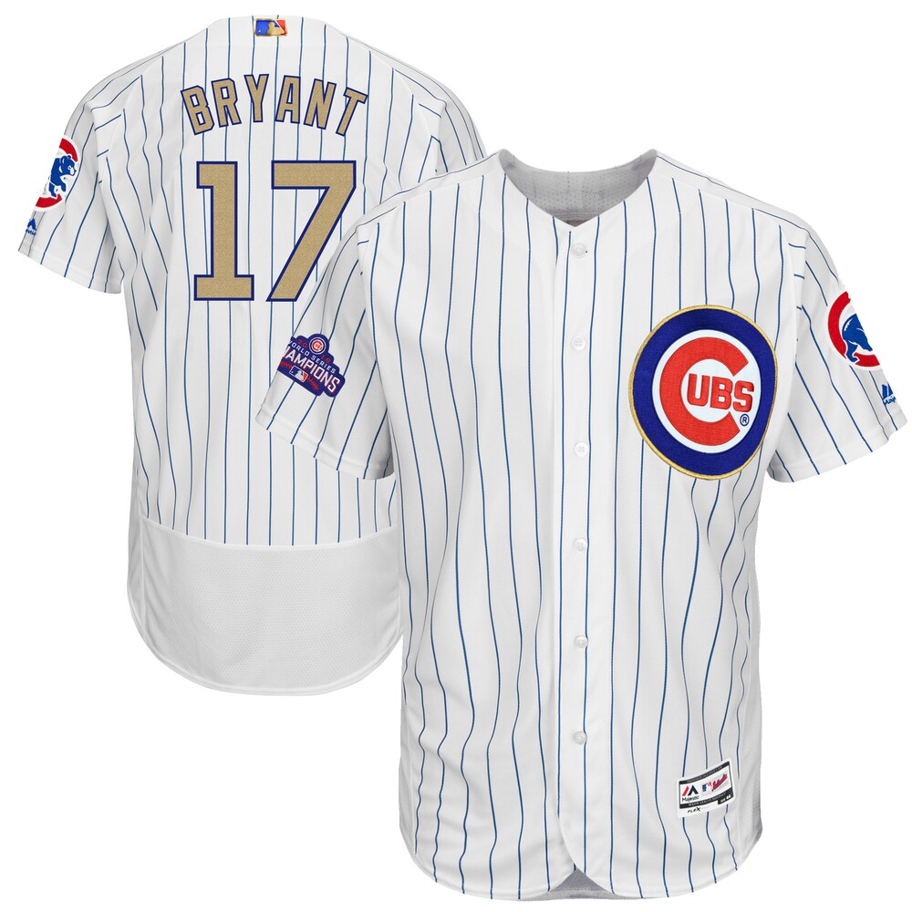 Kris Bryant Chicago Cubs Majestic 2017 Gold Program Flex Base Player Baseball Jersey - White
