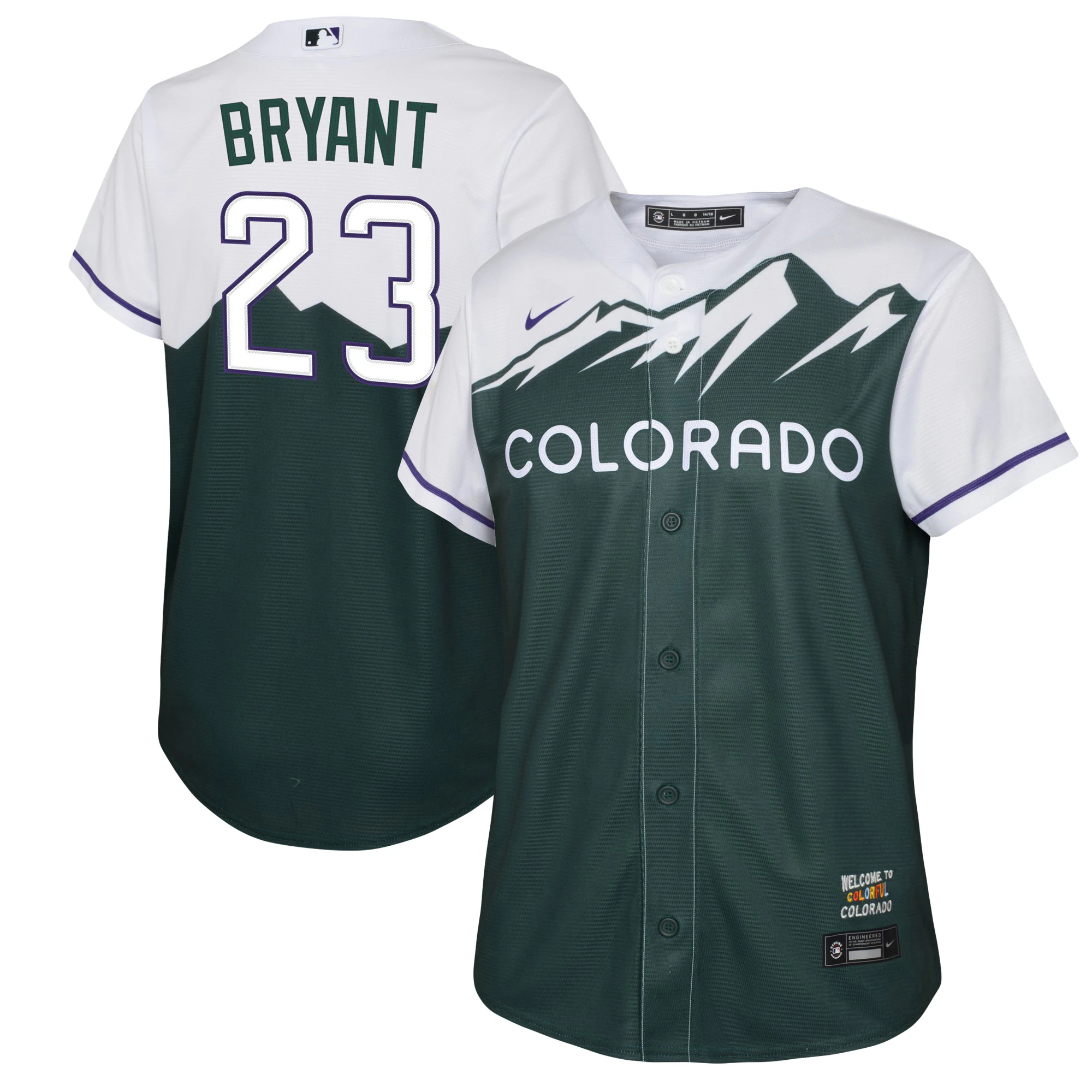 Kris Bryant Colorado Rockies Youth 2022 City Connect Replica Player Baseball Jersey - Green