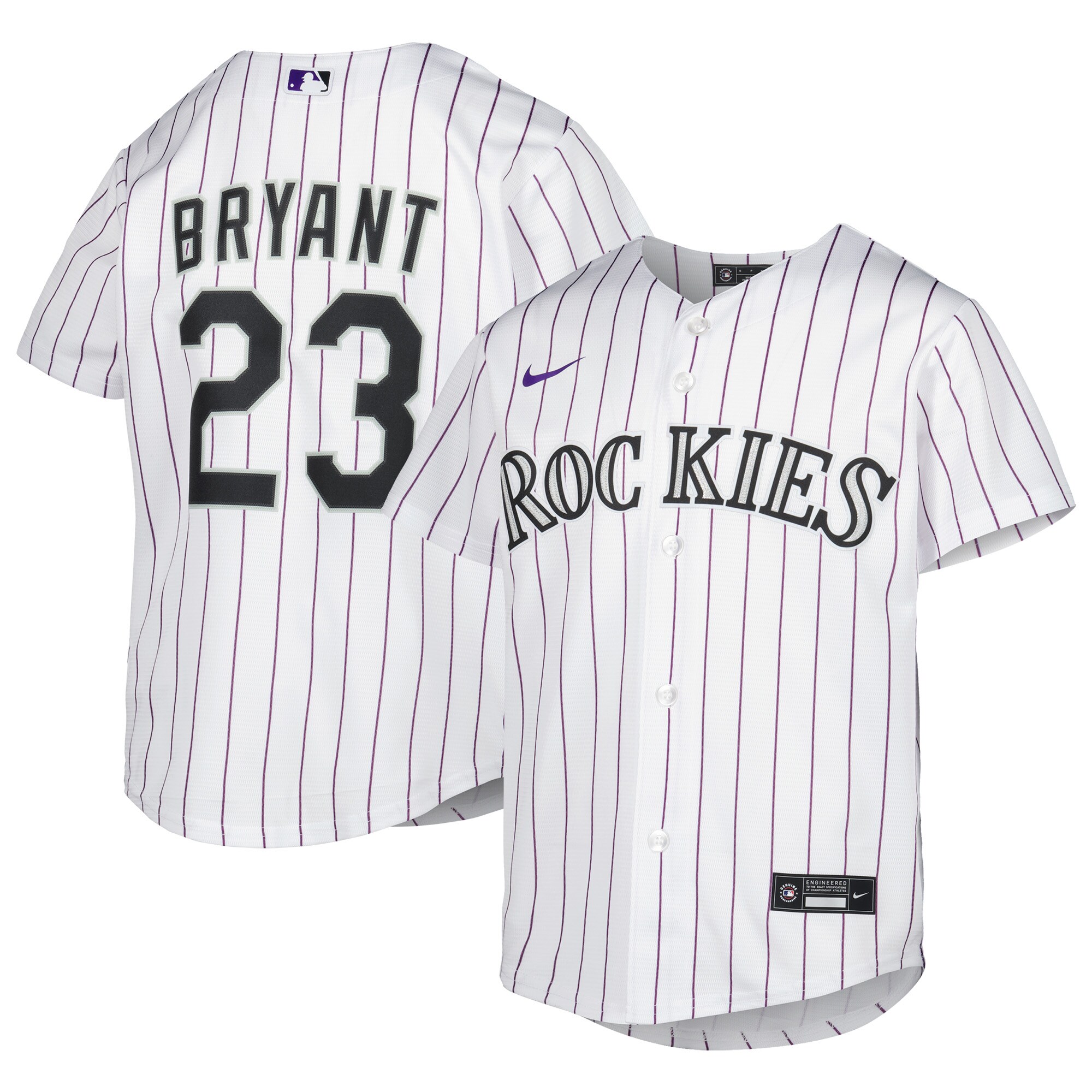 Alternative view of Kris Bryant Colorado Rockies Youth Alternate Replica Player Baseball Jersey – White