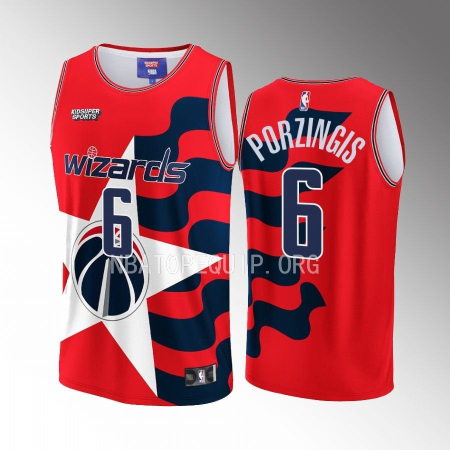 Kristaps Porzingis 6 Washington Wizards NBA & KidSuper Studios Unisex Hometown Basketball Jersey - JS985 