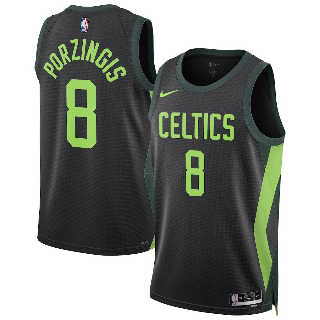 Kristaps Porzingis 8 Boston Celtics Unisex 2024/25 Swingman Player Basketball Jersey - City Edition - Black - JS490