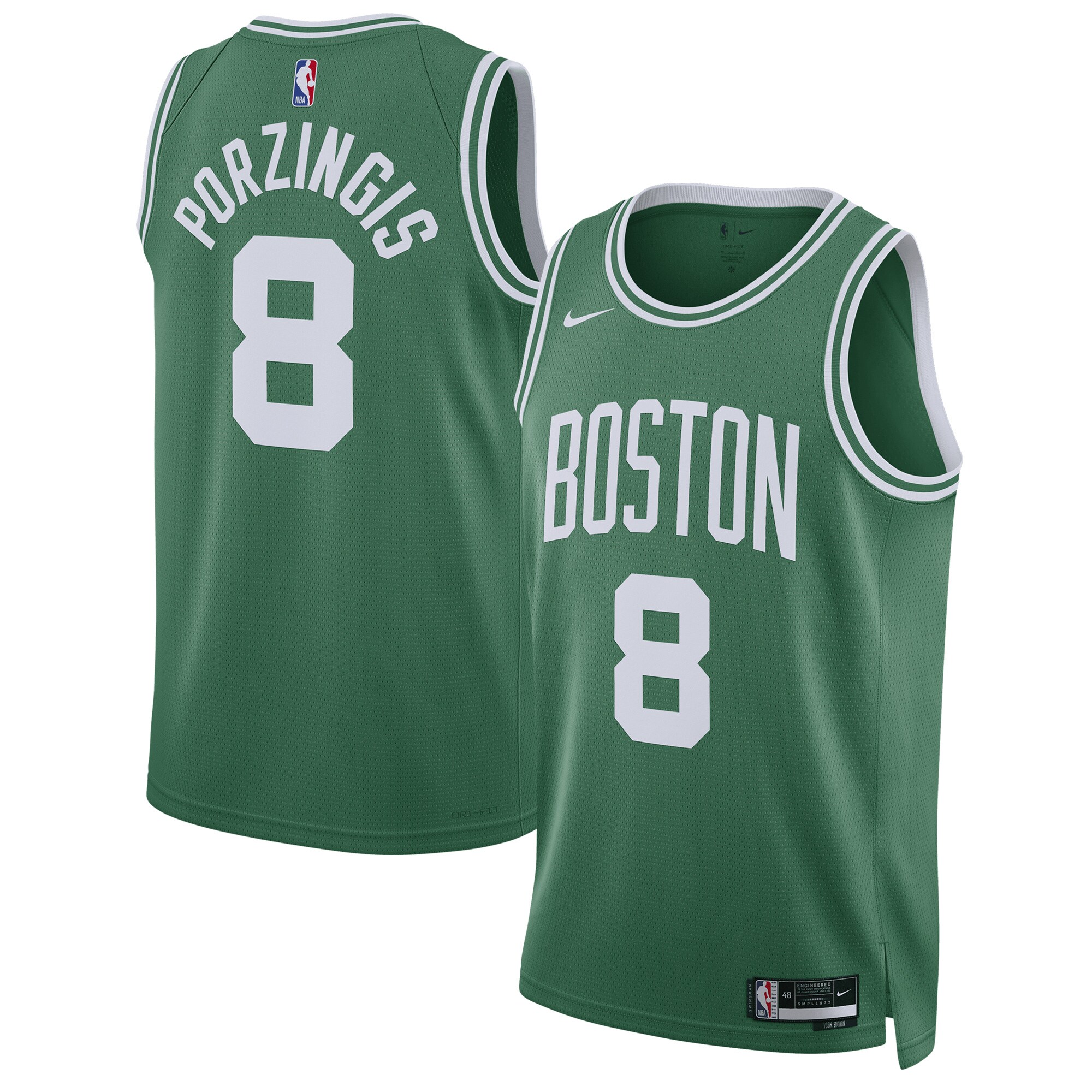 Kristaps Porzingis Boston Celtics Unisex Swingman Basketball Jersey - Icon Edition - Kelly Green