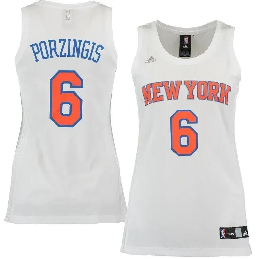 Kristaps Porzingis New York Knicks Women's Fashion Basketball Jersey - White - JS836 