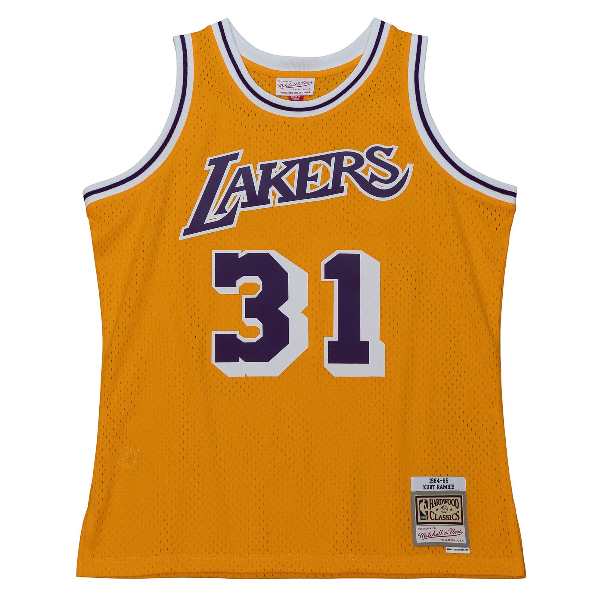Alternative view of Kurt Rambis Los Angeles Lakers Mitchell & Ness 1984/85 Swingman Basketball Jersey - Gold
