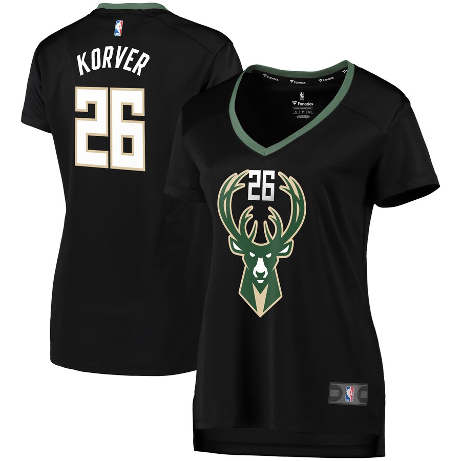 Kyle Korver Milwaukee Bucks Fanatics Branded Women's Fast Break Replica Basketball Jersey Black - Statement Edition