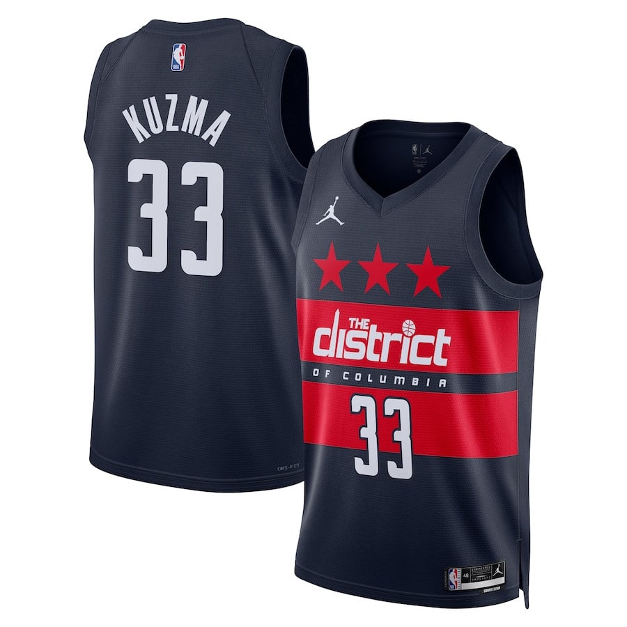 Kyle Kuzma 33 Washington Wizards 2024/25 Unisex Swingman Basketball Jersey - Statement Edition - Navy - JS281 