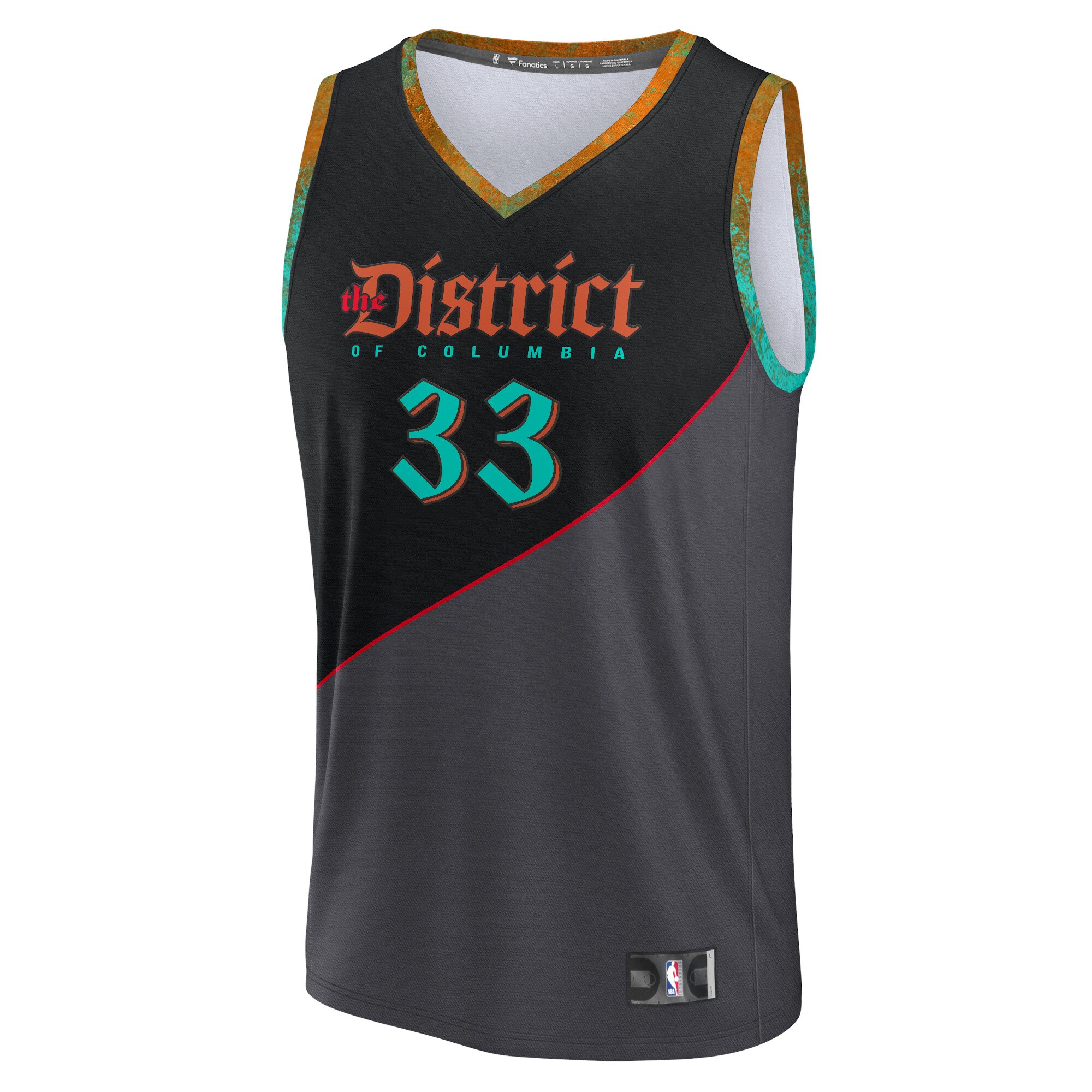 Alternative view of Kyle Kuzma Washington Wizards Fanatics Fast Break Jersey - Black - City Edition