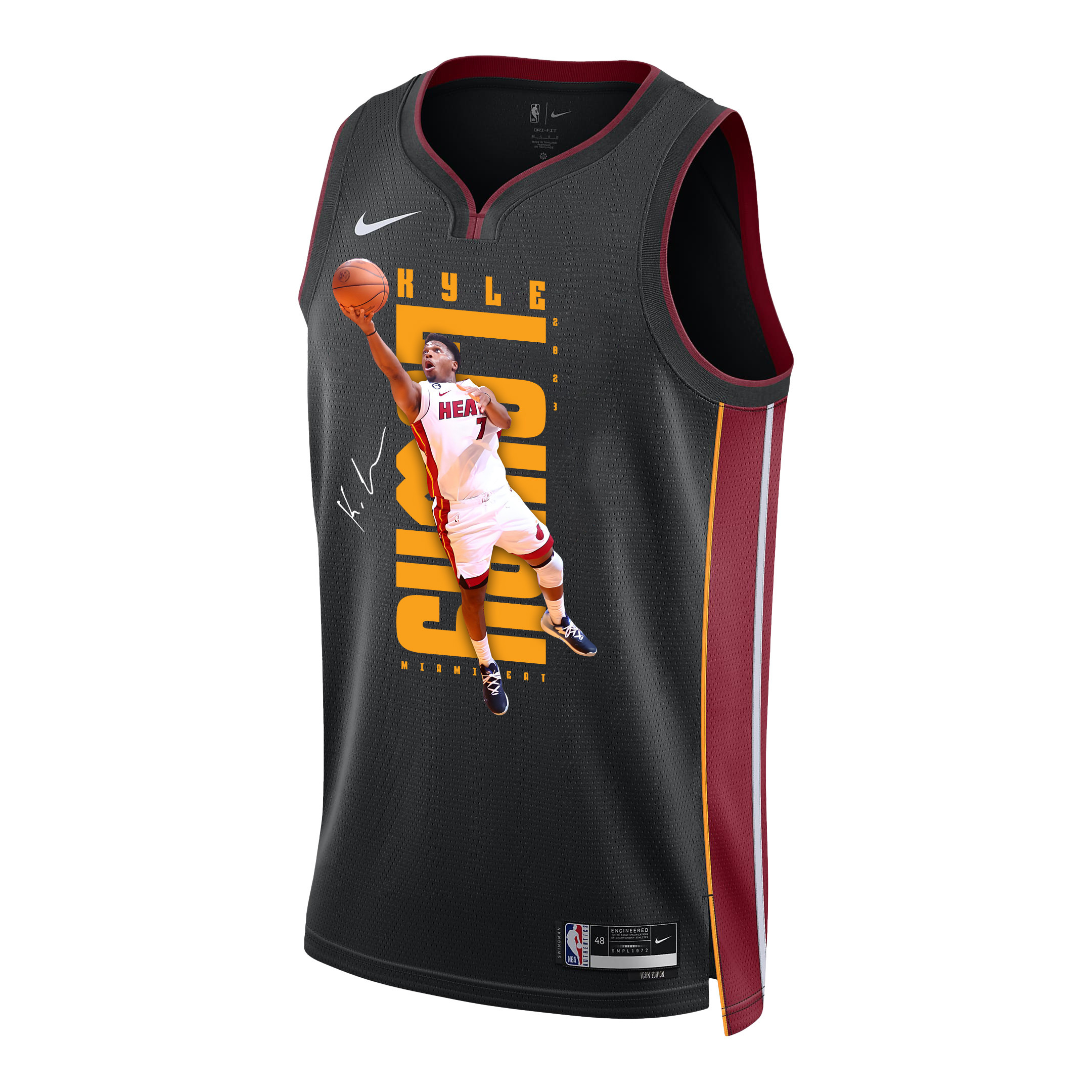 Alternative view of Kyle Lowry 7 Miami Heat Shooting Flair 2023 NBA Champions Swingman Basketball Jersey - Black - JS263 