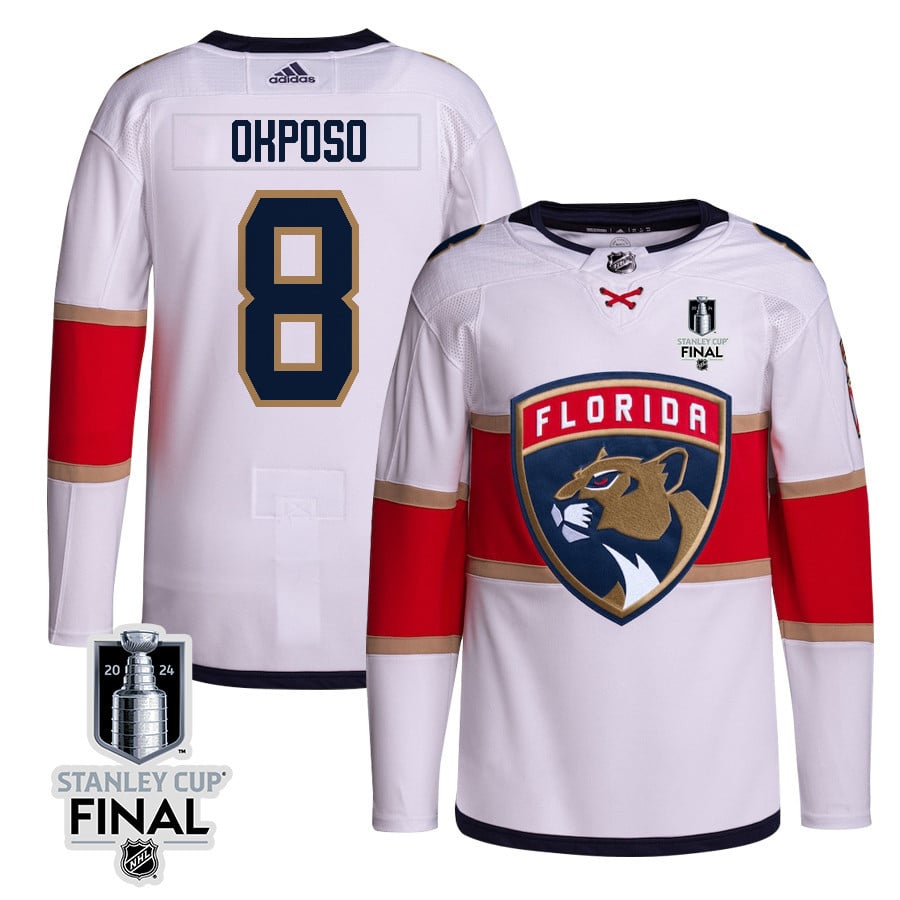 Kyle Okposo 8 Florida Panthers 2024 STANLEY CUP Final Away Breakaway Hockey Jersey - Men, White - JS366 