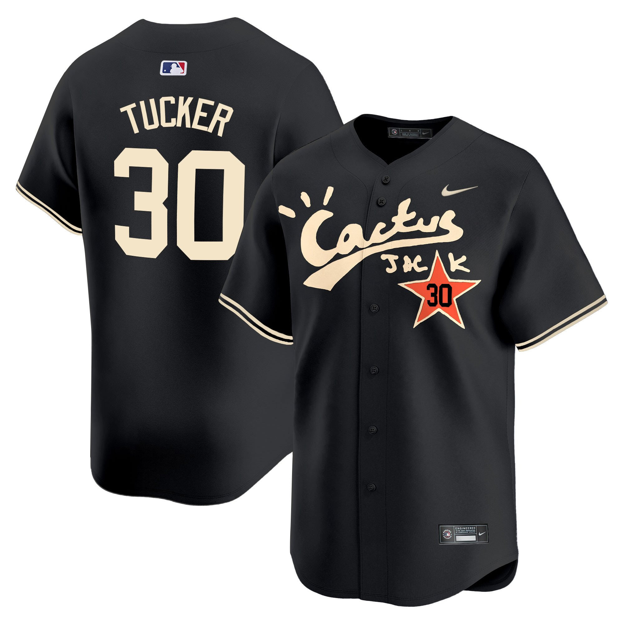 Kyle Tucker 30 Houston Astros Cactus Jack Black Baseball Jersey V2 - Men