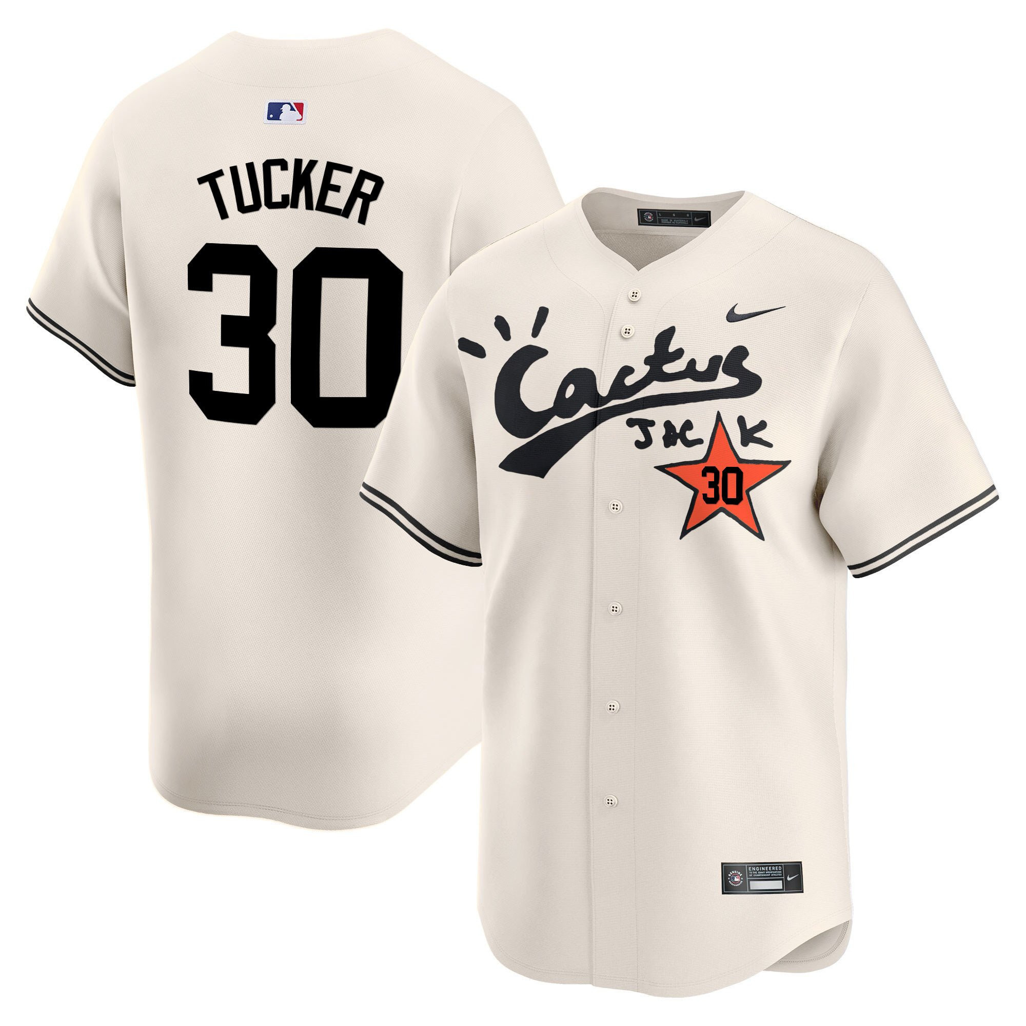 Kyle Tucker 30 Houston Astros Cactus Jack Cream Baseball Jersey V2 - Men