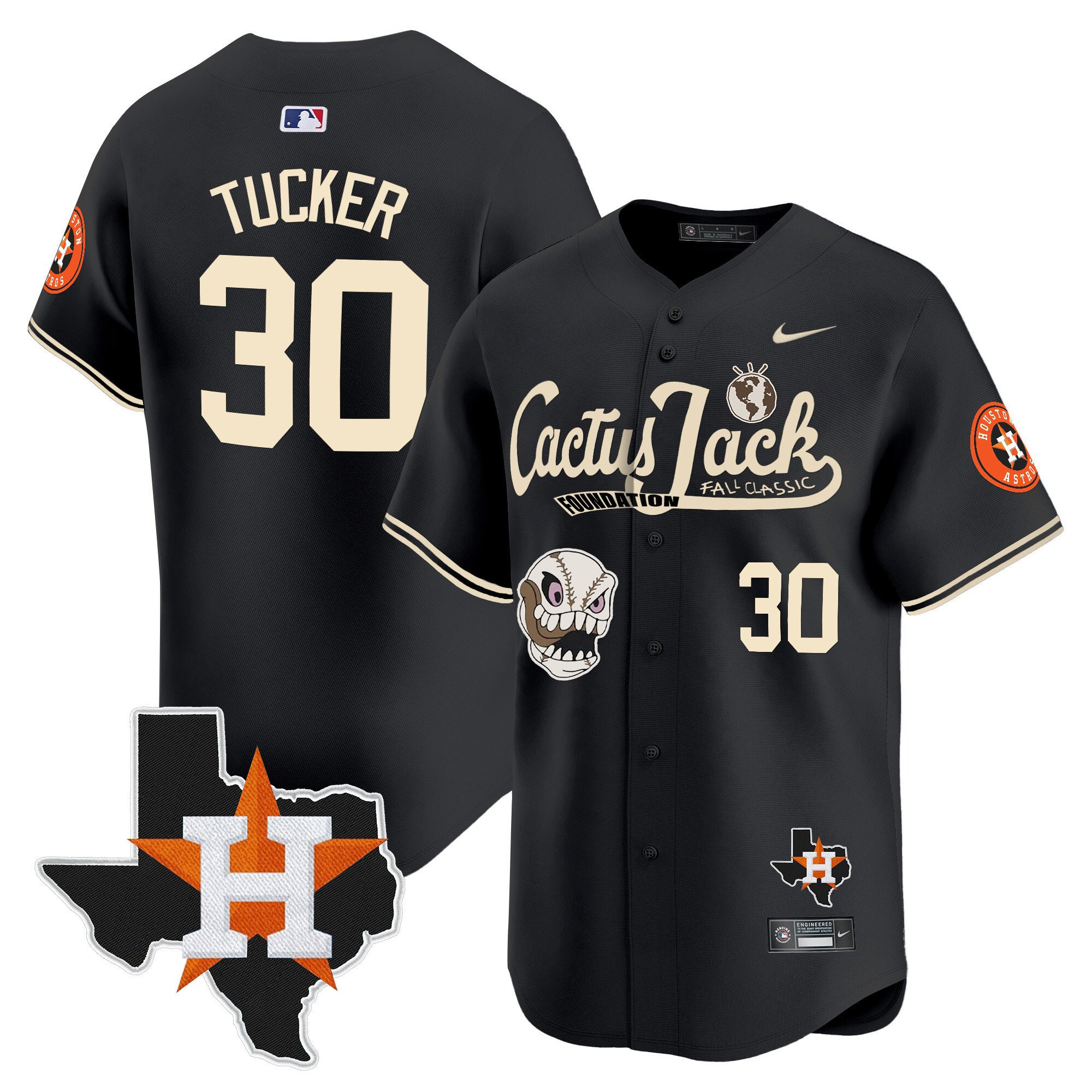 Kyle Tucker 30 Houston Astros Cactus Jack Foundation Fall Classic Black Limited Baseball Jersey - Men 