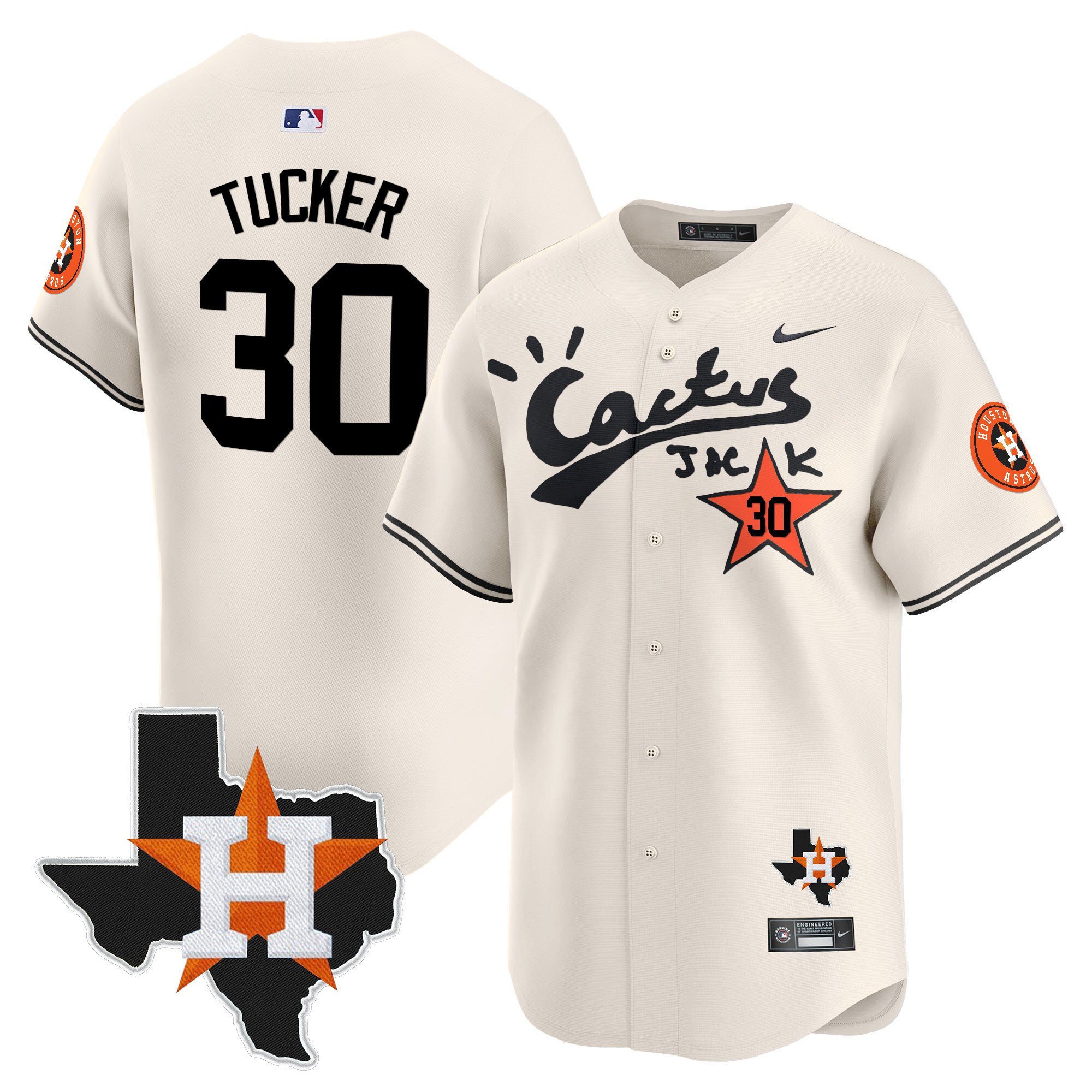 Kyle Tucker 30 Houston Astros Cactus Jack Limited Baseball Jersey Houston Patch - Men 